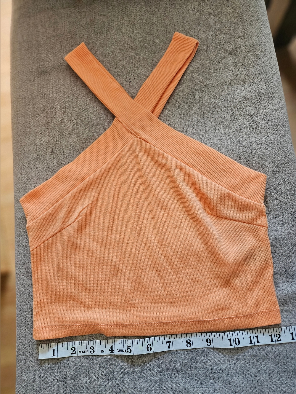 SHEIN Orange Cross-Back Ribbed Crop Top